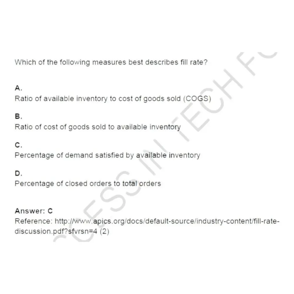 Printout CSCP Certified Supply Chain Management Professional Exam